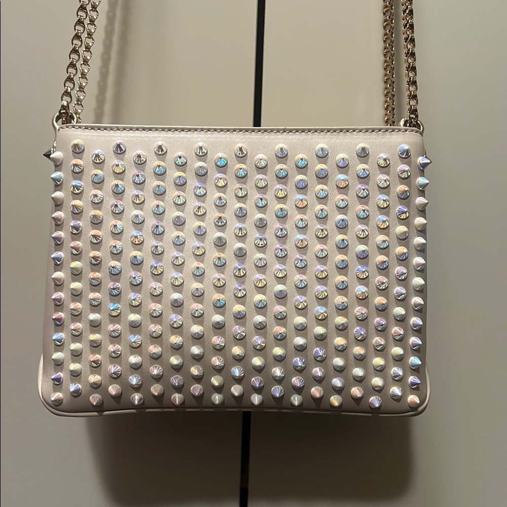 Christian Louboutin Cream Studded Shoulder Bag